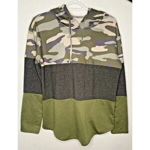 Color Block Camo pull over Hoodie women's sz Small top